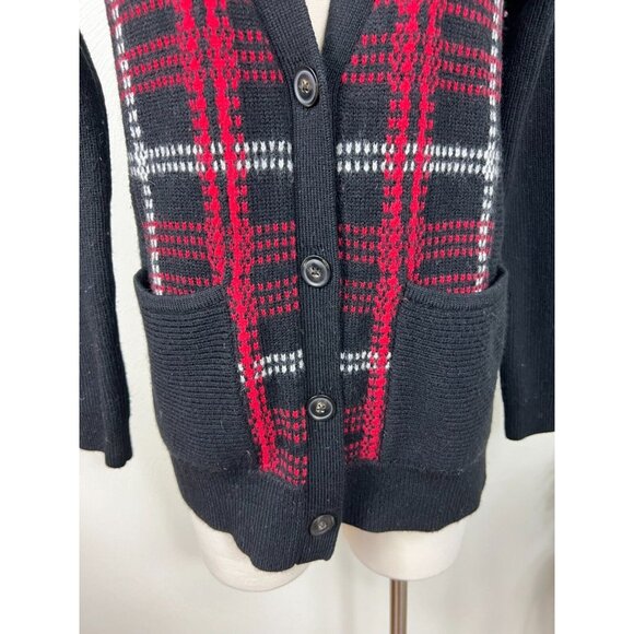 Pendleton Womens Black Red 100% Wool Plaid Cardigan Sweater - Picture 7 of 13